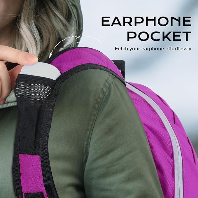15L Water-resistant Hiking Daypack for Women, Small Backpack Travel Outdoor, Lightweight Day Pack with Tool Loops