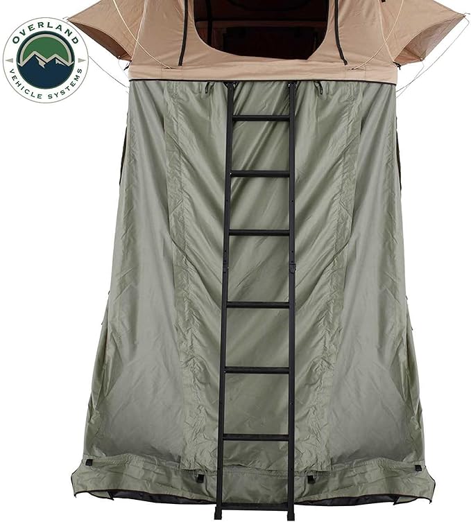 Overland Vehicle Systems LD TMBK Roof Top Tent Annex Green Base with Black Floor & Travel Cover - 420D Polyester Oxford Waterproof Material -1000g PVC Based Floor