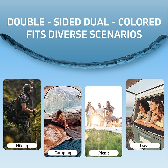 Ultralight Sleeping Pad Camping Inflatable Pillow for Camping Combo, Compact Backpacking Inflatable Sleeping Pad for Adults- Portable for Hiking, Travel - Durable & Comfortable