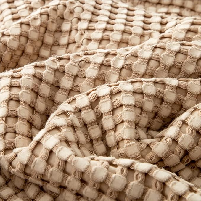 Bedsure Cooling Cotton Waffle Full Size Blanket - Lightweight Breathable Blanket of Rayon Derived from Bamboo for Hot Sleepers, Luxury Throws for Bed, Couch and Sofa, Taupe, 80x90 Inches