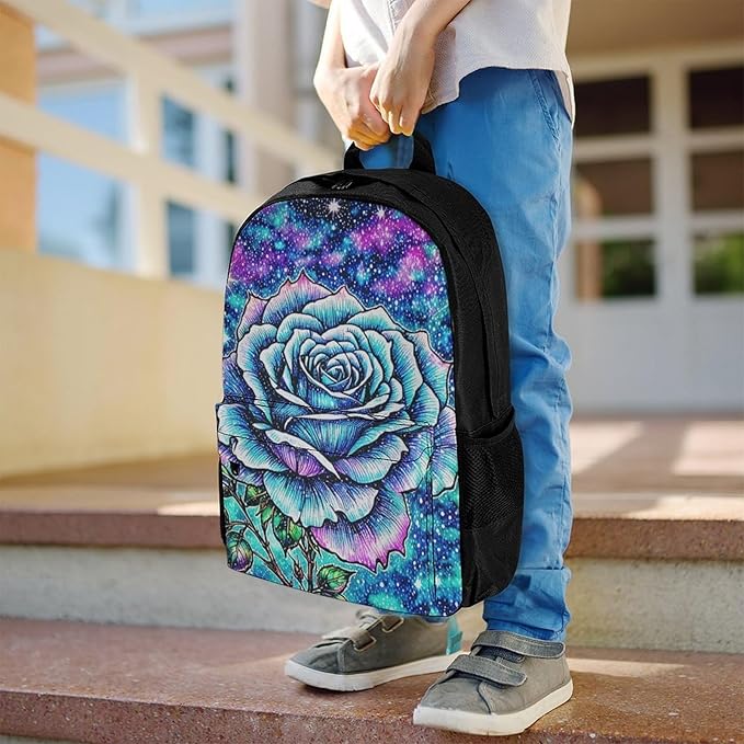 Supdreamc Backpack Multipurpose Anti-Theft Large Capacity Bookbag, Galaxy Flower Glitter Travel Hiking Daypack With Side Pockets