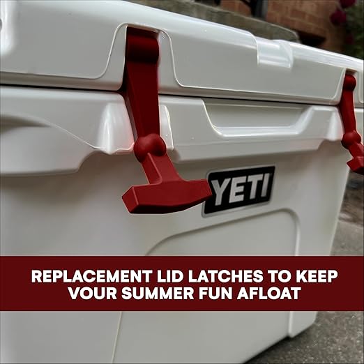 2-Pack Replacement Lid Latches - Yeti Cooler Accessories - Alternative Cooler Locks - Compatible with Yeti and RTIC Hard Coolers - Designed and Manufactured - Durable and Ergonomic Design (Maroon)