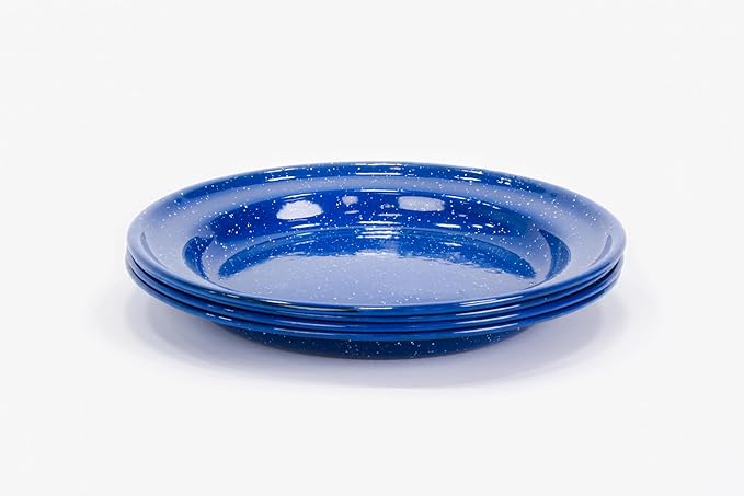 Enamelware for Camping and Backpacking - Camping Cookware Gear Essentials for Outdoor/Indoor Use and Backpacking Adventures (Made by Caddis Sports) (10 Inch Plate (4 Pack))
