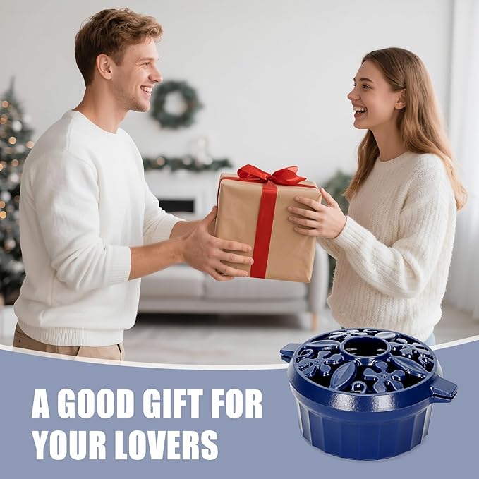 G GOOD GAIN Wood Stove Steamer - Cast Iron Round Bowl Fire Place Stove Humidifier Pot with Large Opening Top for Home Heating Decorative | Matte Finish & 2.7 Quart, Blue