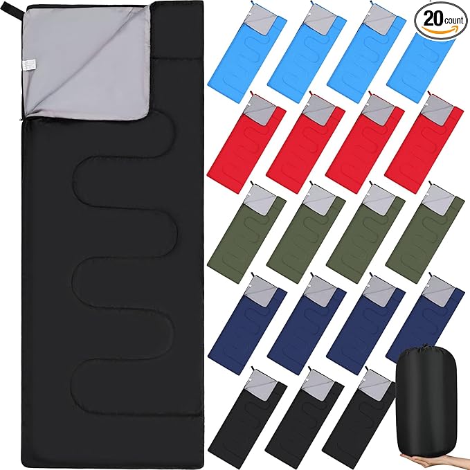 Mixweer 20 Pack Camping Sleeping Bulk 4 Season Cold Weather Sleeping Bag Waterproof Lightweight Compact Sleeping Bag for Backpacking Camping Hiking Travel Outdoor
