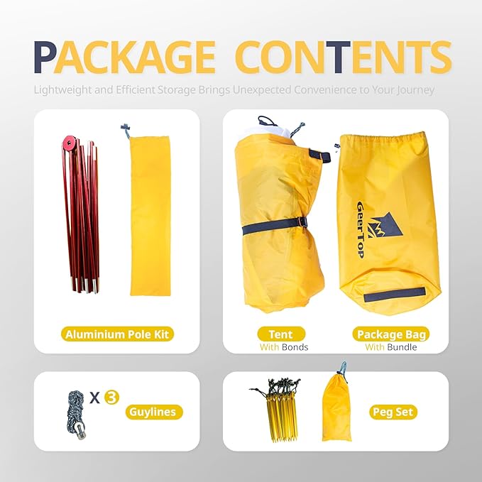GEERTOP Ultralight 1 Person Tent Waterproof Two Man Backpack Tents for Outdoor Camping Backpacking more tools