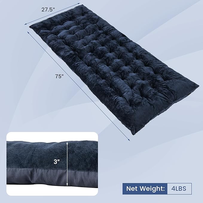 GOFLAME Camping Cot Mattress, Sleeping Cot Pad with Soft and Breathable Crystal Velvet, 75” x 27.5” Lightweight Comfortable Camping Cot Pad for Outdoor Hiking Vacation Traveling