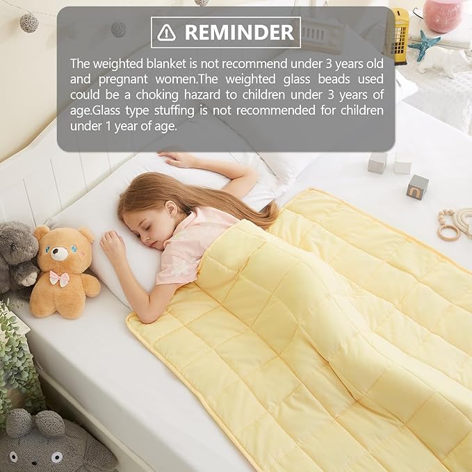 L'AGRATY Weighted Blanket - 40"x60" 7lbs Cooling Breathable Microfiber Material with Glass Beads Small Blanket for All-Season Summer Fall Winter Soft Thick
