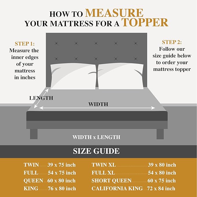 Twin XL Size Mattress Topper for College Dorm Room - Soft & Cooling Pillow Top Mattress Pad & Protector | Bed Topper for Back Pain, Straps Stretch 6" to 22" Deep