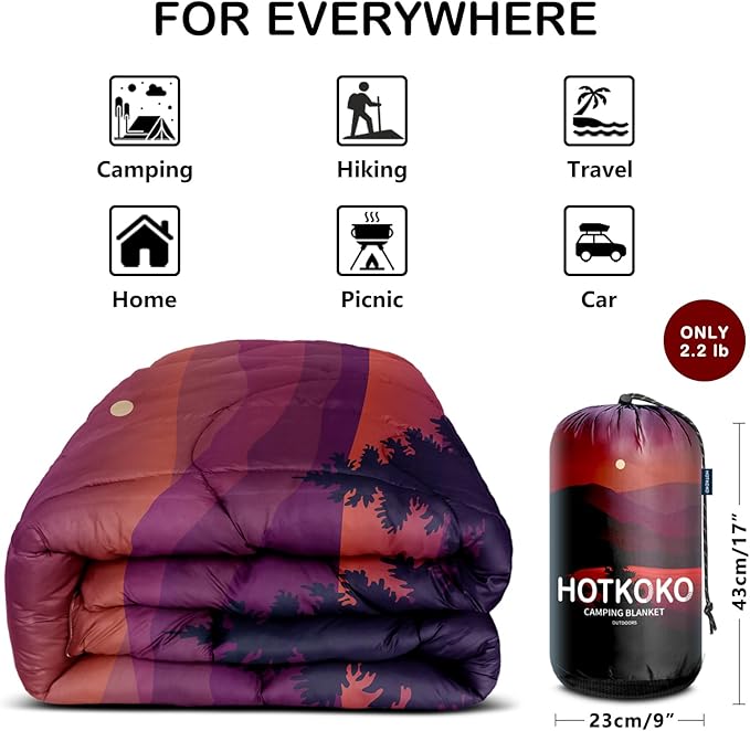 Camping Blanket,Lightweight Puffy Printed Camping Blanket Packable Outdoor Blanket for Camping,Traveling, Stadium, Hiking, Picnics