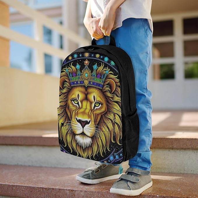 Supdreamc Backpack Polyester Multipurpose Anti-Theft Trippy King Of The Lion Art Shoulder Bag Big Capacity Gym Outdoor Hiking Backpack With Padded Straps