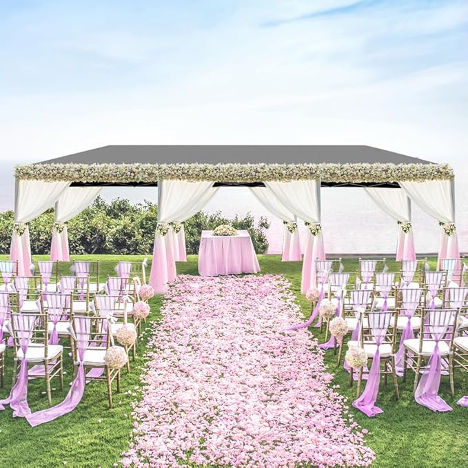Outvita 10x30ft Ez Pop Up Canopy, Portable Instant Canopy Tent with 8 SideWalls for Outdoor Events, Party, Wedding, Birthday,Graduation(Dark Gray, 10x30ft)