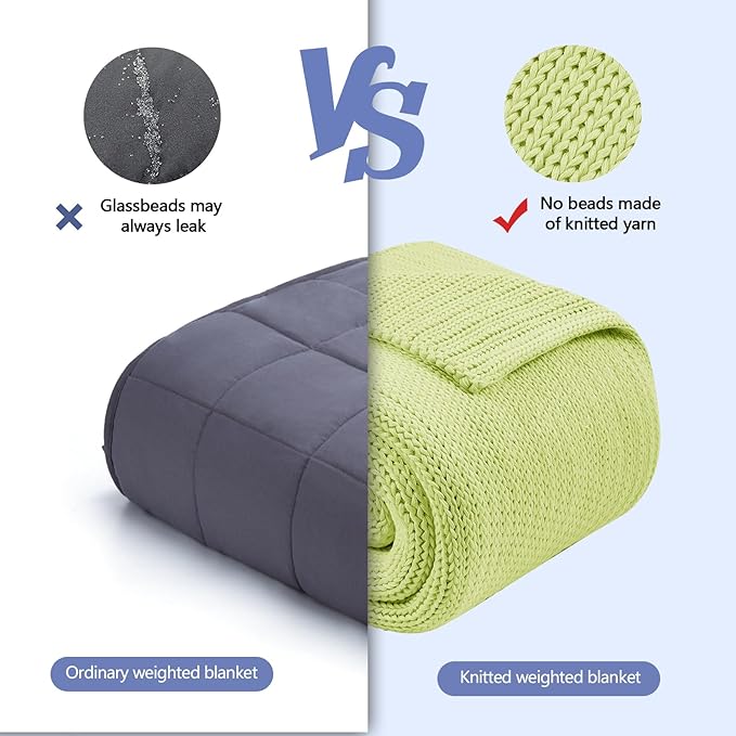 L'AGRATY Knitted Weighted Blanket - 48"x72" 15lbs Cooling Chunky Knit Heavy Blanket for Adults Braided Crochet Throw Thick Cable Yarn Knit Decorative No Beads Evenly Weighted Machine Washable