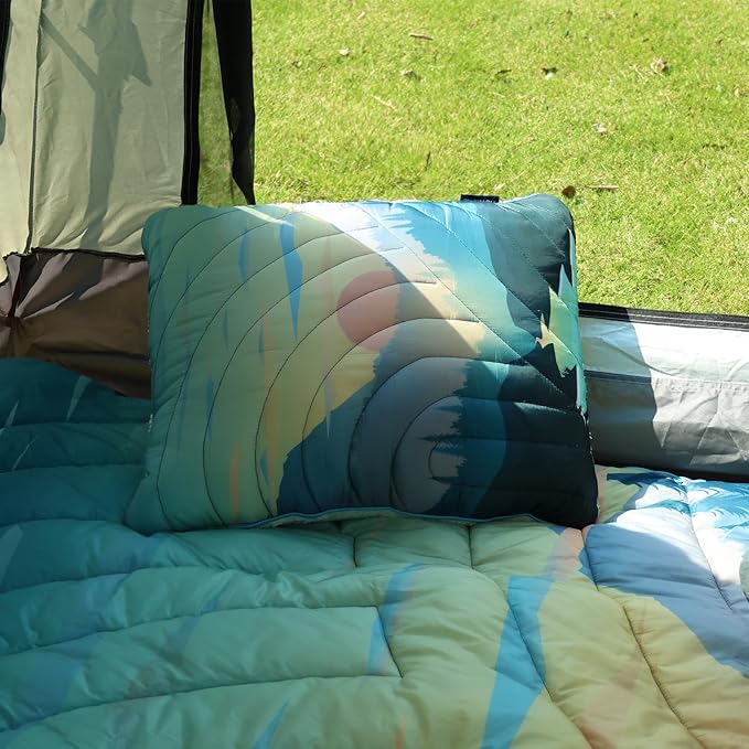 Camping Pillow, Sherpa Lining Travel Pillow Supportive Compressible Lightweight Camp Pillow with Storage Bag for Camping,Hiking,Backpacking,Airplane