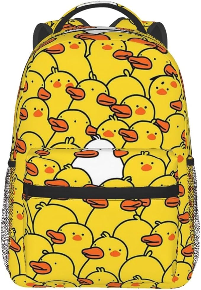 Adults Lightweight Yellow Flat Mouth Ducks Rucksacks Large Capacity Bookbag With Adjustable Shoulder Straps for Trekking Outdoors Bicycle