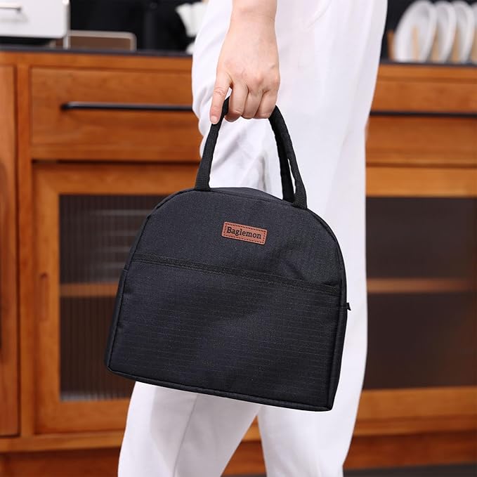 Insulated Lunch Bag for Women Men, Lunch Containers Reusable High Capacity Lunch Tote Bags for Work Picnic (Black)
