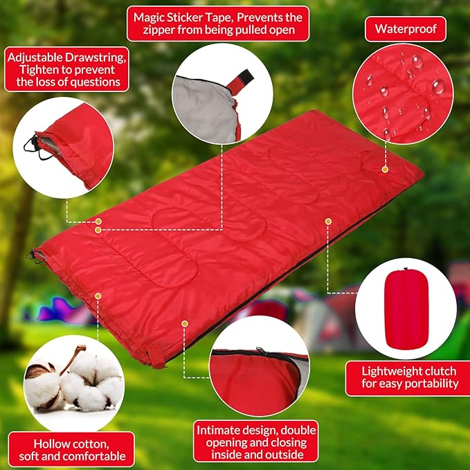 Mixweer 20 Pack Camping Sleeping Bulk 4 Season Cold Weather Sleeping Bag Waterproof Lightweight Compact Sleeping Bag for Backpacking Camping Hiking Travel Outdoor