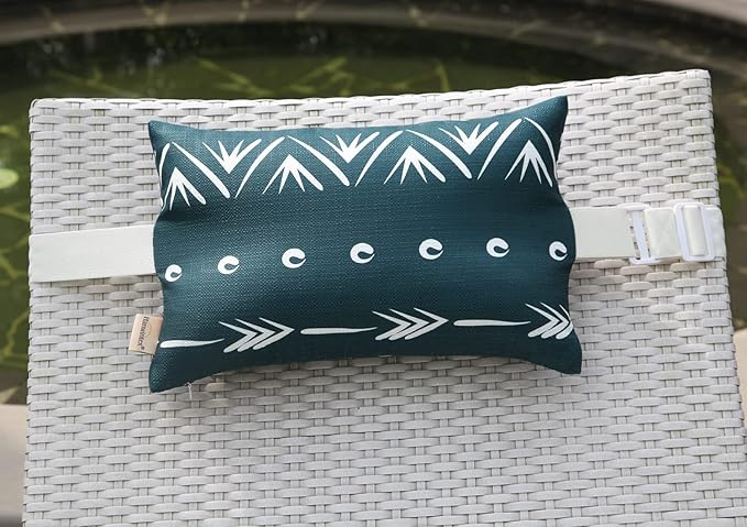 Lounge Chair Head Resting Pillows, Aderonideck Chair Head Waterproof Pillows with Insert Garden Furniture Neck Lumbar Attachment,2Pack 11"*16“