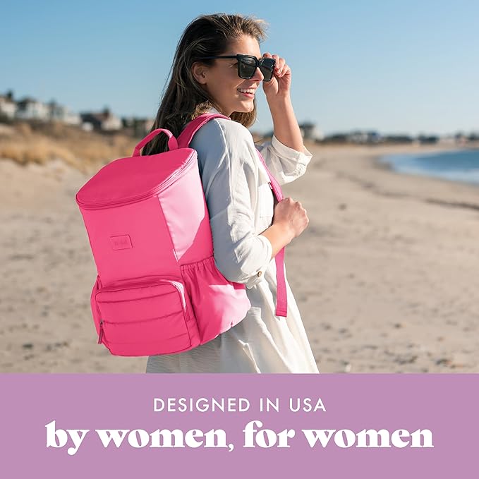 Fit & Fresh Insulated Backpack Soft Cooler – Leak-Resistant Beach & Travel Bag for Women, 24 Can Capacity Picnic & Cooler Bag