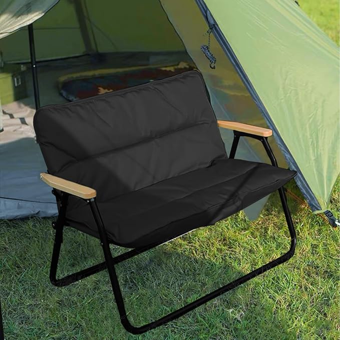 BDL Double Camping Chair Loveseat Heavy Duty Folding Double Seat Beach Chair with Cushion for Outdoor Travel Hiking Patio Beach