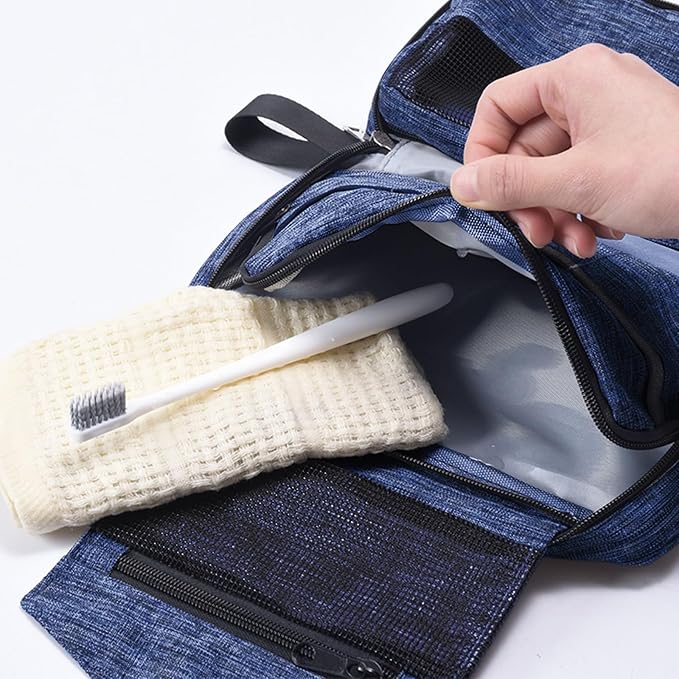 Travel toilet bag is used to store toiletries, with a large capacity storage hanging toilet bag (Navy blue)