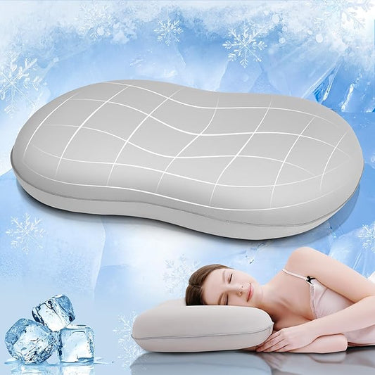 Elegear Deep Sleep Cooling Neck Pillow, Cervical Side Sleeper Pillow for Pain Relief with Zero-Pressure Tech & Built-in Springs Design, Ergonomic Contour Memory Foam Pillows for Back&Side Sleepers - L