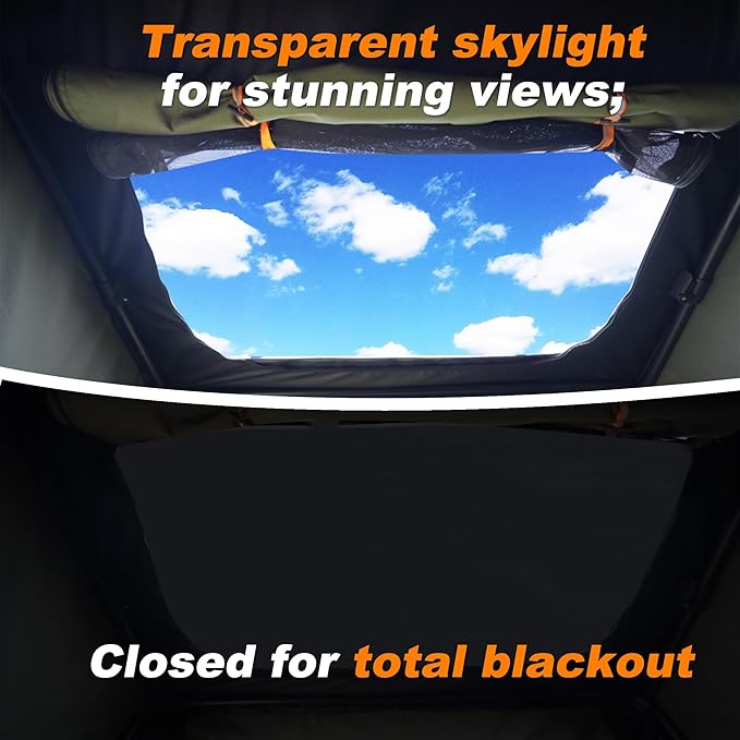 Naturnest Rooftop Tent Hard Shell, Easy Set Up Pop Up Tent for 2 Person Camping, Waterproof UV-Resistant Blackout Privacy 4 Season Tent for Truck, Jeep, SUV, Van, Trailer - Polaris 2