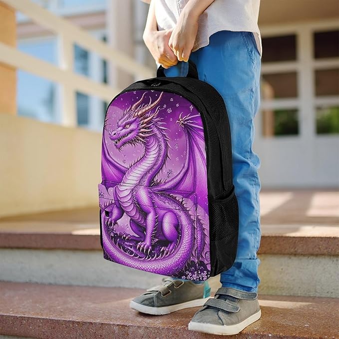 Supdreamc Polyester Daypack Bookbag for Gym Business Bicycle, Large Capacity Multipurpose Anti-Theft Carry On Bag, Romantic Music Dragon Cherry Flower Blossom Pink Art Travel Hiking Daypack