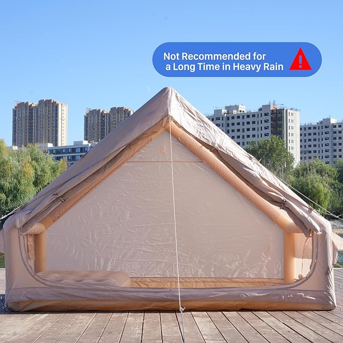 Inflatable Tents for Camping with Pump, Air Glamping Tents, Easy Setup 10 * 6.9ft Waterproof Blow up Tent, 2-4 People Oxford Cabin Tent with Mesh Window.