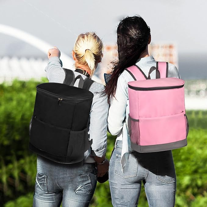 Cooler Backpack Backpack Cooler Large Capacity Cooler Bags Insulated Waterproof & Leakproof Beach Cooler Bag with Side & Front Pocket Cool Bag Rucksack for Camping Beach Hiking Fishing Black
