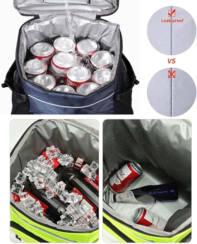 SCOSAO Cooler Backpack 36 Cans, Leak-Proof Insulated Backpack 30L Large Capacity, Double Deck Cooler Bag Up to 12 Hours,Soft Lightweight Lunch Backpack for Men Women Work Beach Camping Picnic (Green)