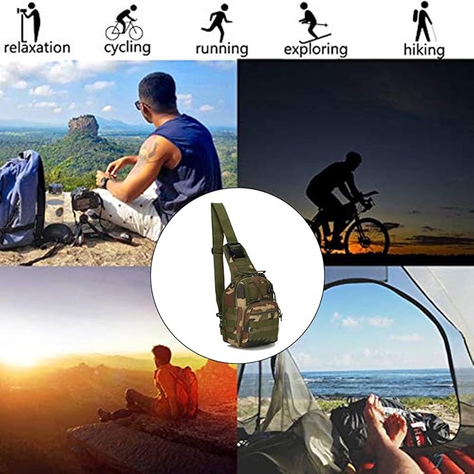 Tactical Shoulder Sling Bag Small Outdoor Chest Pack Backpack for Men Traveling, Trekking, Camping, Sling Backpack