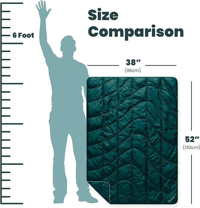 Rumpl Travel Puffy Blanket, Ultra-Packable Travel-Size Warmth and Comfort, Sea Moss