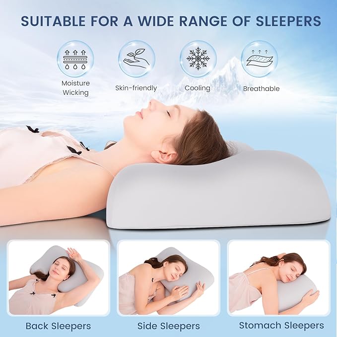 Elegear Deep Sleep Cooling Neck Pillow, Zero-Pressure Tech Orthopedic Pillow Provides Ultra-soft Cloud Support&BreathabAle, Ergonomic Contour Cervical Pillow for Neck Pain Relief for Side&Back Sleeper
