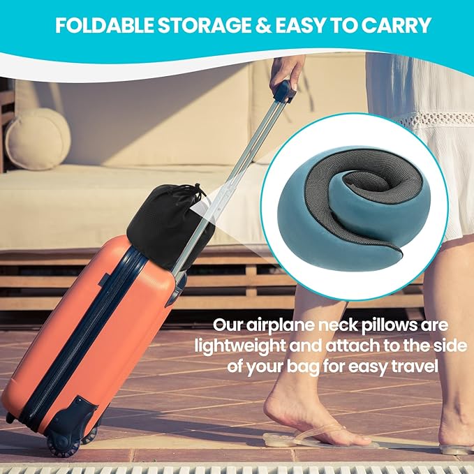 Travel Pillow uses Memory Foam to Support Neck Comfort, car Travel, Compact,Airplane Sleep Pillow Peacock Blue
