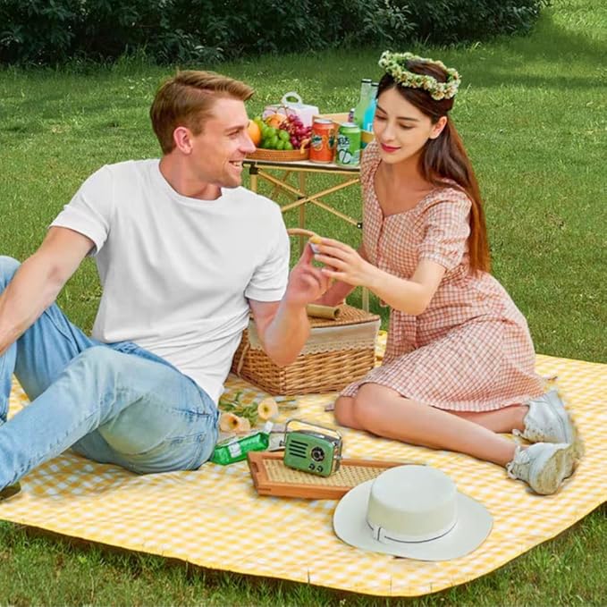 Large 80"x 60" Beach Blanket, Outdoor Picnic Blankets, Waterproof Sandproof Portable Blankets, Foldable and Lightweight for Spring Summer Camping, Beach, Park (Blue)