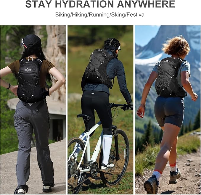 IX INOXTO Hydration Backpack, 18L Lightweight Hiking Backpack with 2L Water Bladder Daypack Women Men, Water Backpack Insulated Hydration Pack for Hiking, Running, Festival, Cycling