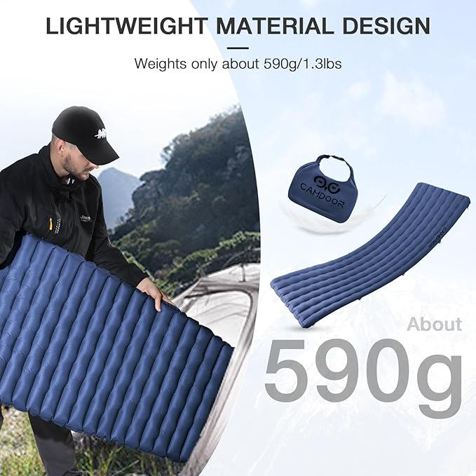 Insulated Sleeping Pads - Lightweight Sleeping Pad for Camping, 6.8 R-Value Upgraded Compact Camping Air Mattress for Backpacking, Hiking