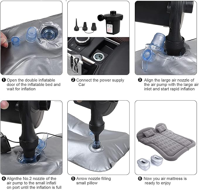 Inflatable SUV Air Mattress Thickened Flocking Inflatable Car Camping Travel Air Mattress with 2 Pillows & Air Pump,Portable Car Sleeping Bed for SUV|MPV|Minivan