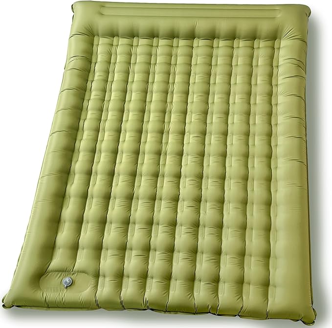 Double Sleeping Pad for Camping - 5.5" Ultra-Thick Camping Mattress with Pillow, Built-in Foot Pump, Compact 2-Person Portable Camping Mat for Backpacking, Hiking, Car Traveling, Beach, Tent