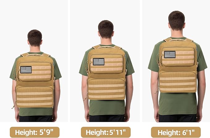 45L Tactical Backpack for Men, Water-resistant Military MOLLE Assault Backpack Bag for Hunting Camping Travel (Khaki)