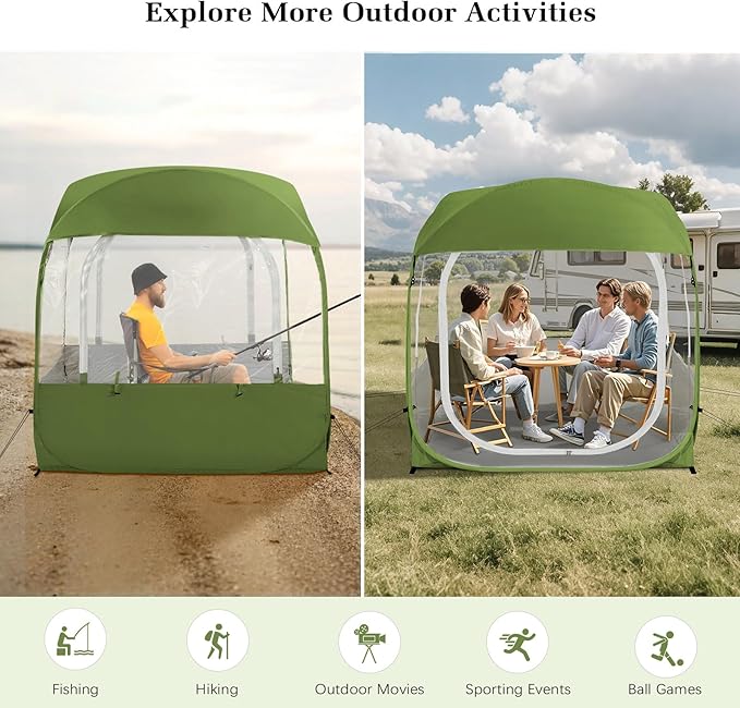 Sports Tent, Portable & Foldable Pop Up Tents Shelter with Carry Bag, Instant Weather Proof Clear View Bubble Tent for Fishing, Camping, Watching Sports Events