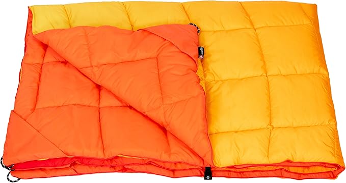 Versatile Packable Outdoor Camping Blanket, Puffy Blanket, Primaloft® Insulation, Warm, Durable, Lightweight, Waterproof, Oversize, Beach, Stadium, and More! 55"x80" (Strawberry Lemonade)