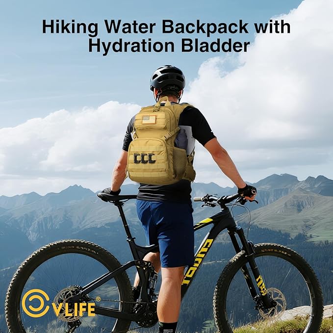 CVLIFE Hydration Backpack with 3L TPU Tactical Water Bladder, 22L Hiking Backpack for Men Women, Heavy Duty Molle Water Backpack with Multiple Compartments for Cycling Running Hunting Camping