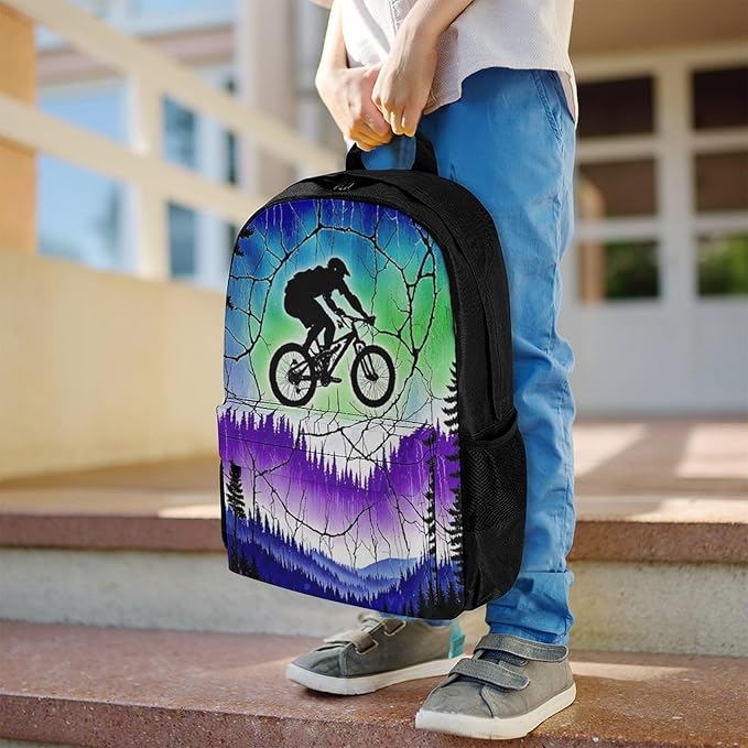 Supdreamc Lightweight Daypack Bookbag for Trekking Business Walking Cycling, Big Capacity Anti-Theft Multipurpose Carry On Bag, Over The Mountains Motorcycle Motocross Art Business Computer Bag