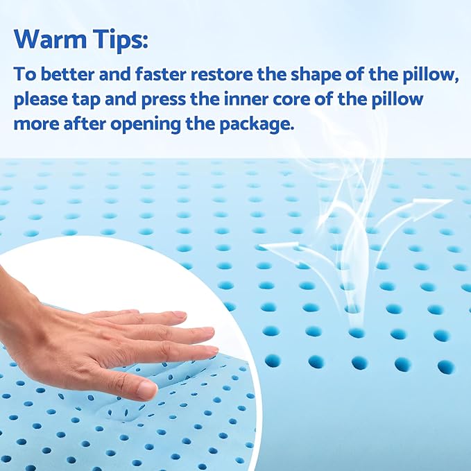 Memory Foam Pillows for Sleeping, Cooling Pillow with Removable and Machine Washable Cover, Bed Pillow for Side, Back and Stomach Sleepers, Queen Size (1 Pack)