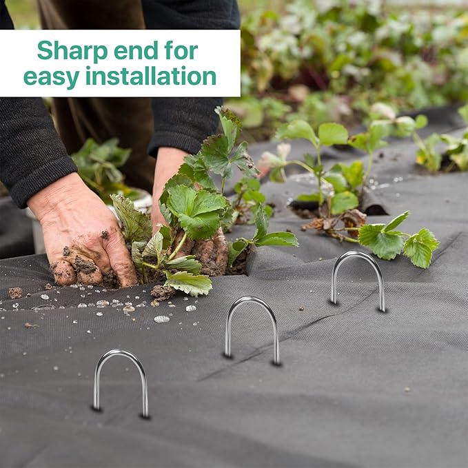 4 Inches Landscape Staples,Galvanized Garden Stakes Yard Stakes Garden Staples Prefect for Weed Barrier Fabric,11 Gauge Landscape pins for Tent,Balloons, Irrigation Tube. (U4 Inch 80 Pack)