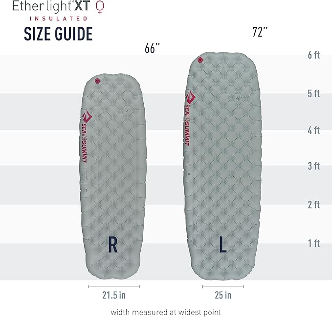 Sea to Summit Ether Light XT Extra-Thick Insulated Sleeping Pad, Women's Large (72 x 25 x 4 inches)