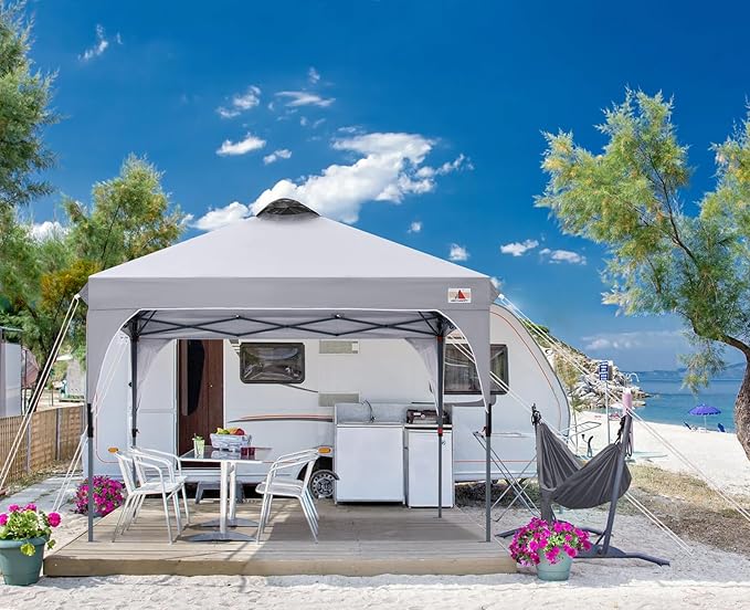 ABCCANOPY Outdoor Pop up Canopy Tent, 10x10 Instant Portable Canopy for Camping, Beach, Backyard,Gray