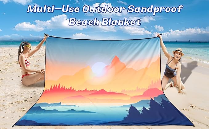 Beach Blanket Waterproof Sandproof Beach Mat 79" X 83"/10'x9'for 2-8 Adults Quick Drying Outdoor Picnic Mat Beach Accessories for Travel, Camping, Hiking